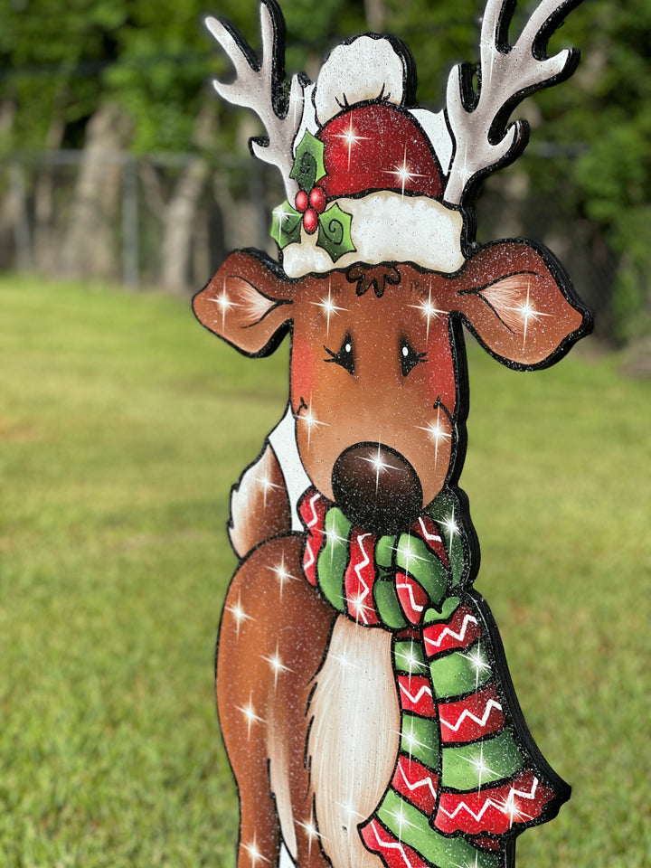 Christmas Reindeer with Scarf Yard Decor