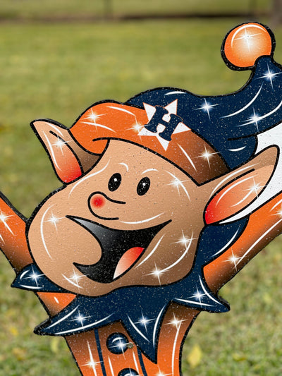 Christmas Astros Elf Playing Baseball Christmas yard sign