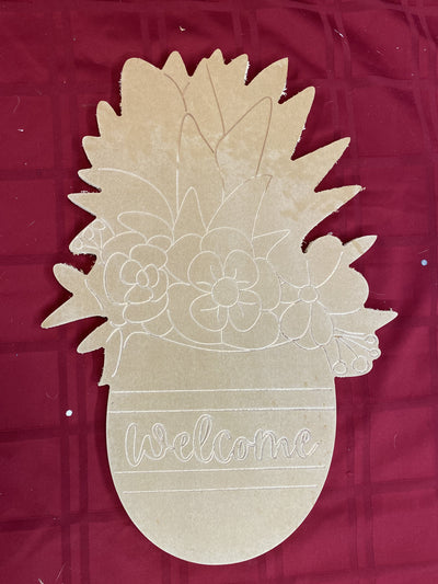 Welcome Pineapple Yard Art ready to be painted