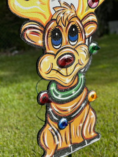 Lighted Christmas Reindeer Yard Art