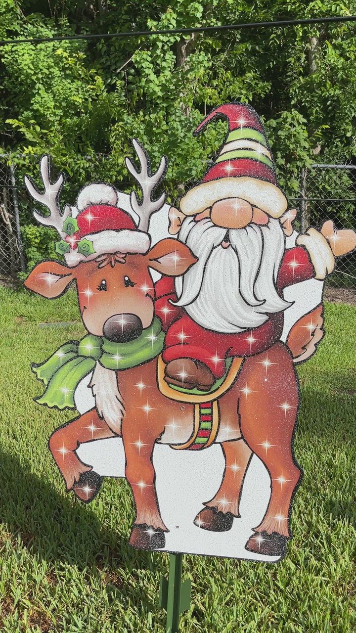 Christmas Reindeer with Gnome Yard Decor