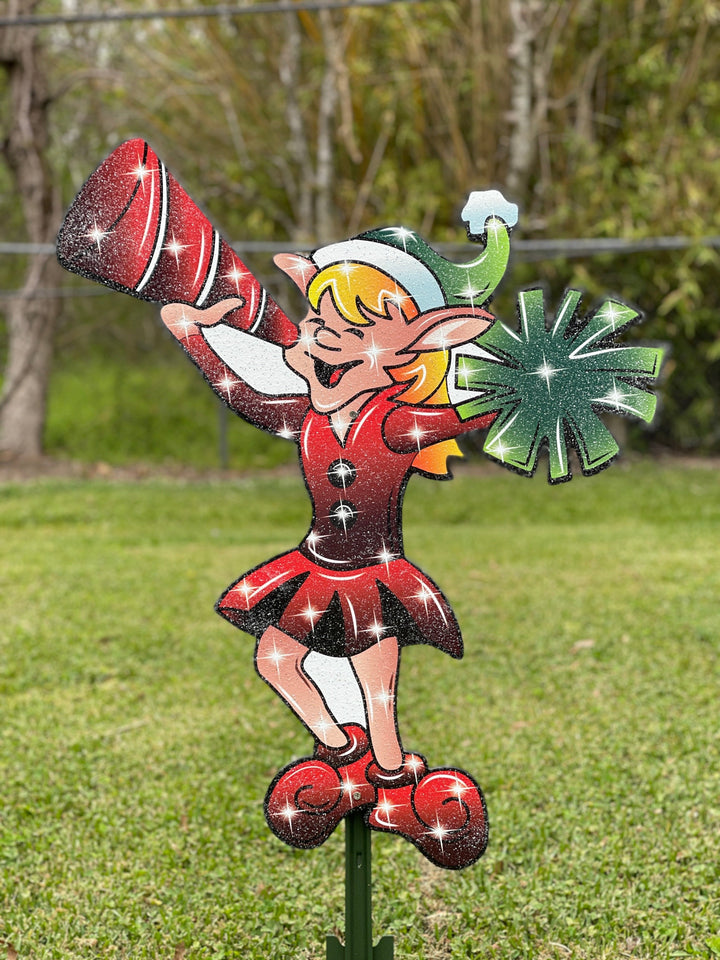 Christmas Cheerleader Elf yard art