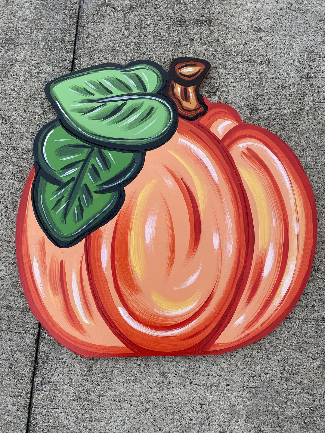 Pumpkin with Leaves on the Left blank Yard Art