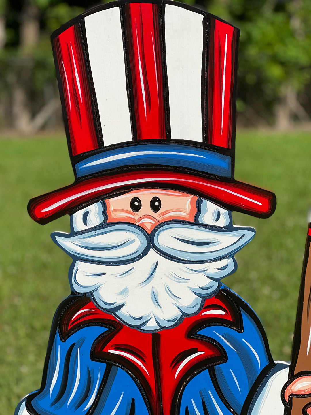 Patriotic Uncle Sam with Waving Flag Yard Art Decoration
