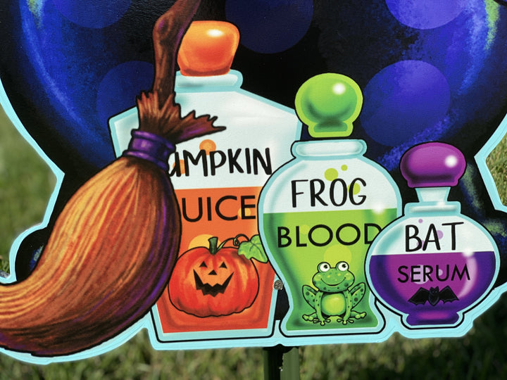 Frog Cauldron Halloween Yard Art