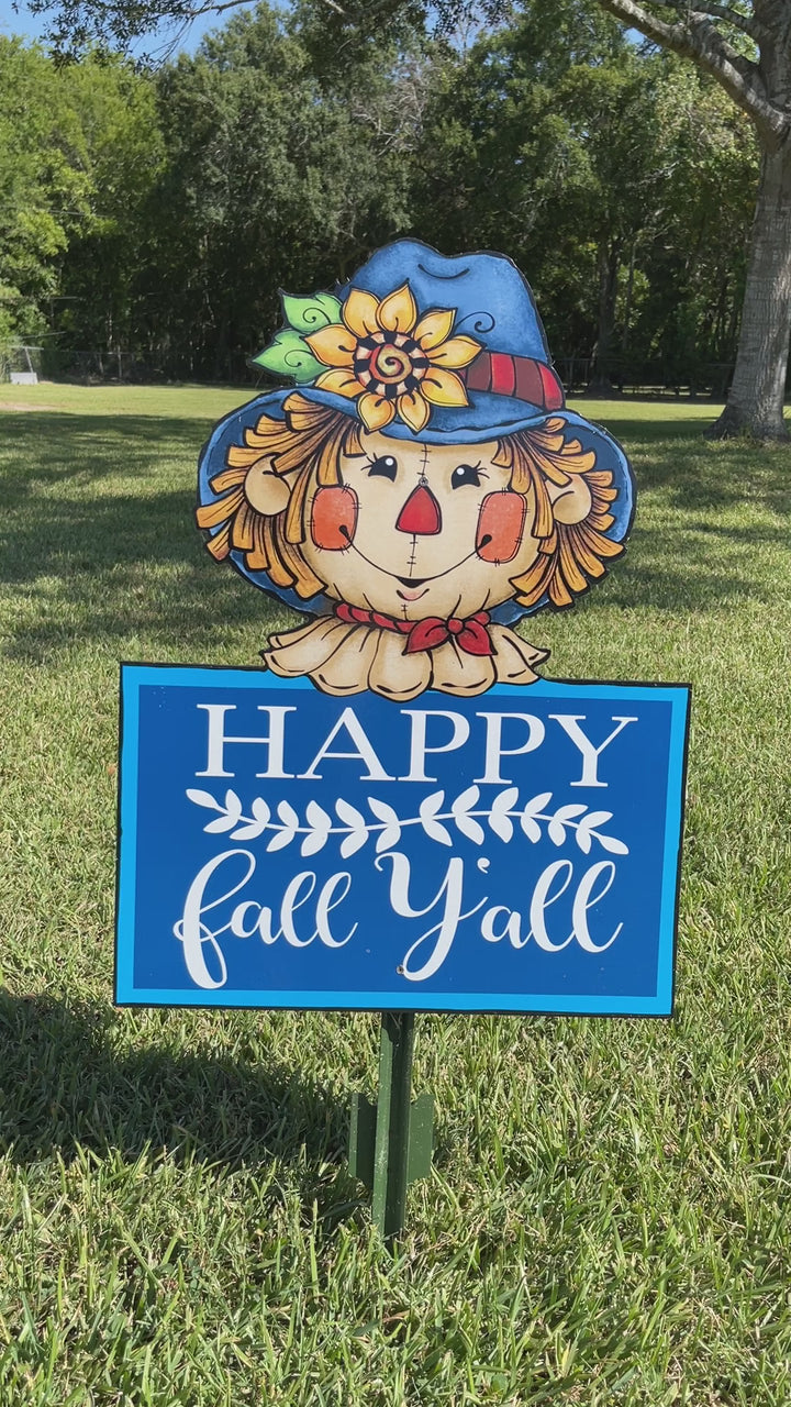 Happy Fall Y'all Scarecrow Fall Decor Sign