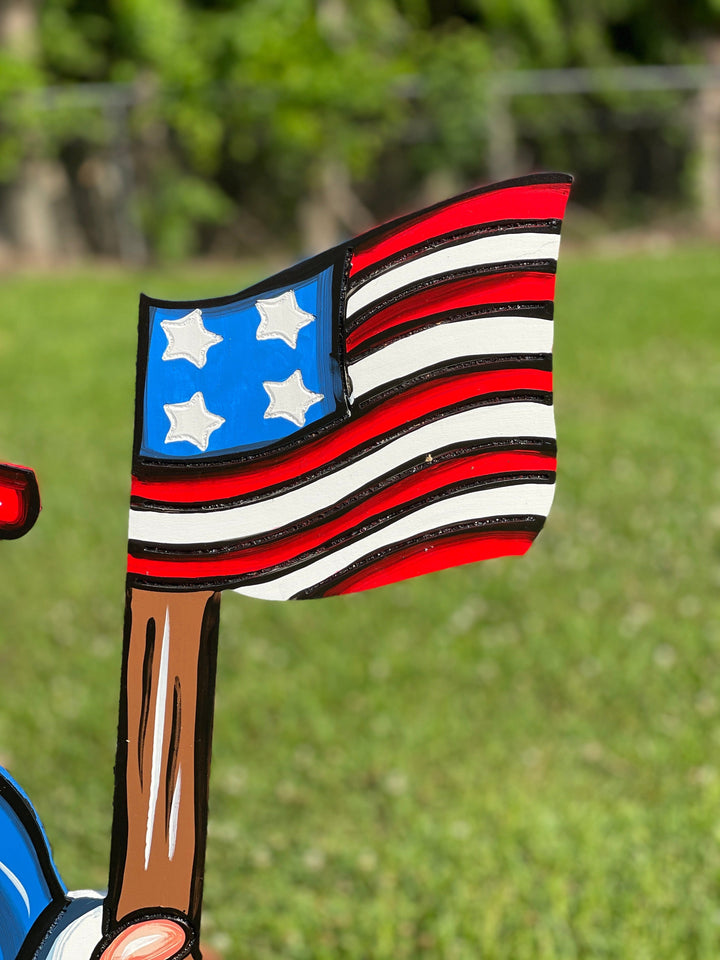 Patriotic Uncle Sam with Waving Flag Yard Art Blank 