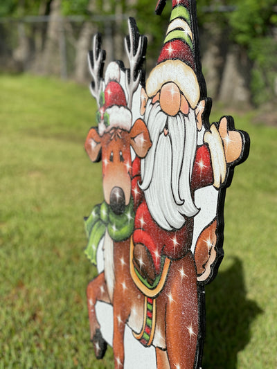Christmas Reindeer with Gnome Yard Decor