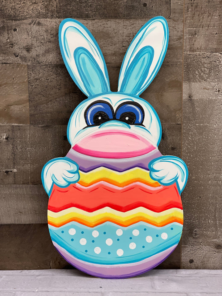 Easter Bunny Peeks Over Egg Sign BLANK DIY Painted by You!
