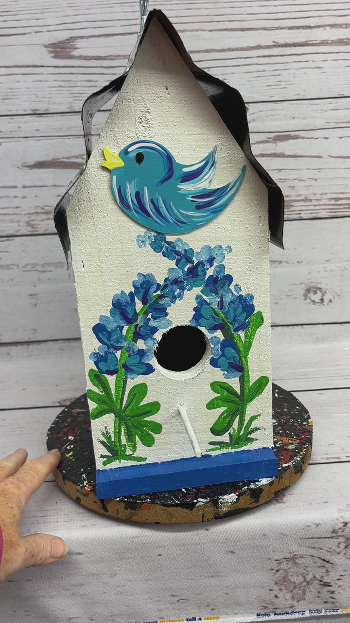 Outdoor 3D Blue Bonnet Bird House #8