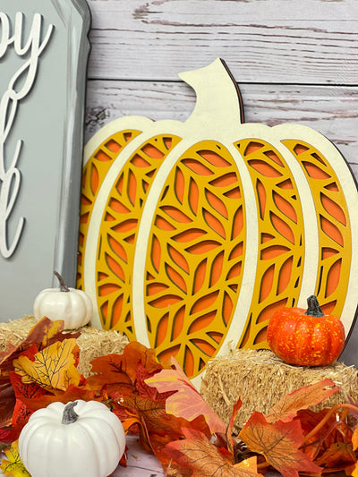 Happy Fall Y'all Milk Can with two scrolled pumpkins Fall Decoration