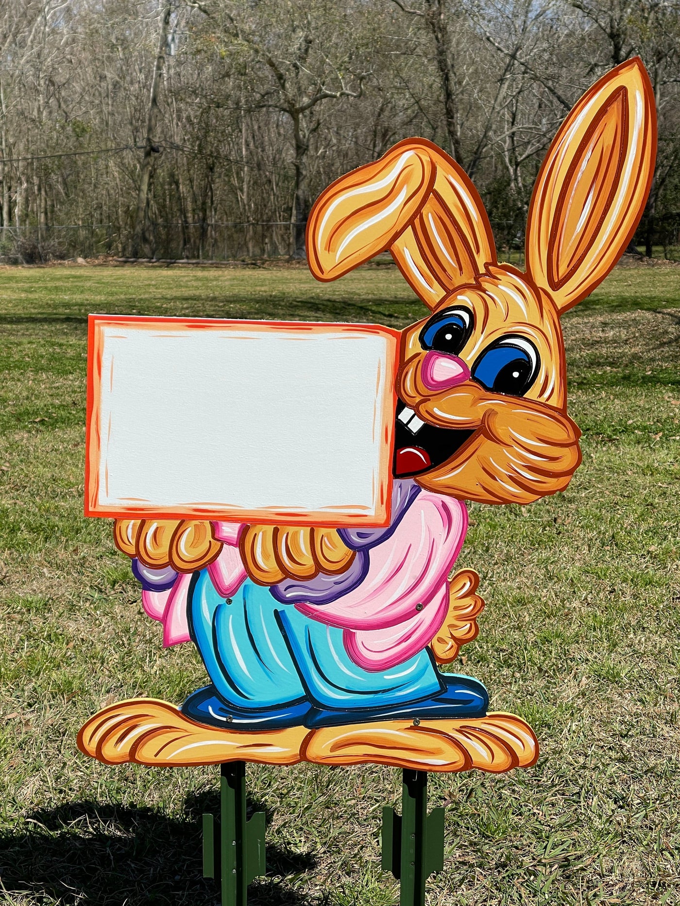 Easter Bunny Holds Happy Easter Sign BLANK DIY Painted by You!