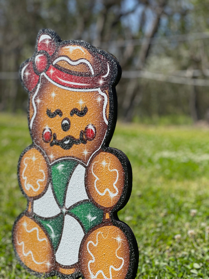 Gingerbread Baby with a Bow Christmas yard art