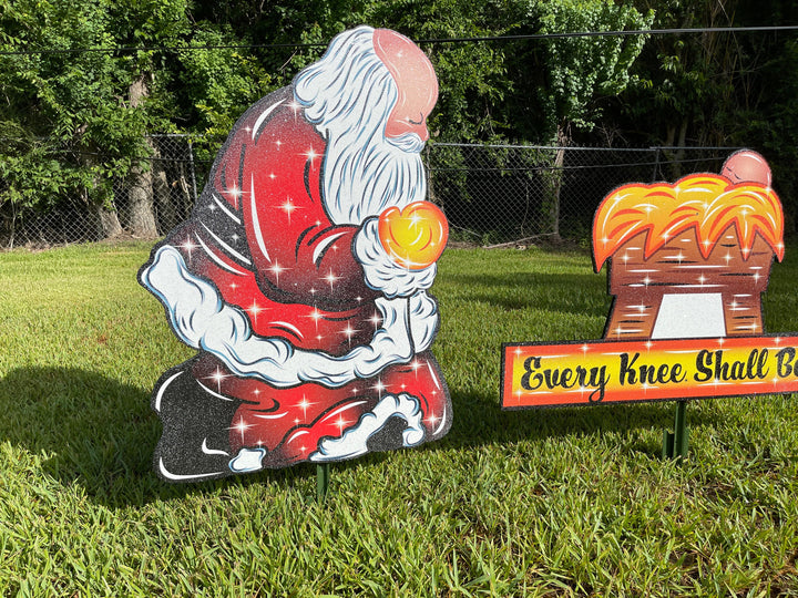 Christmas Praying Santa over Baby Jesus Yard Decor