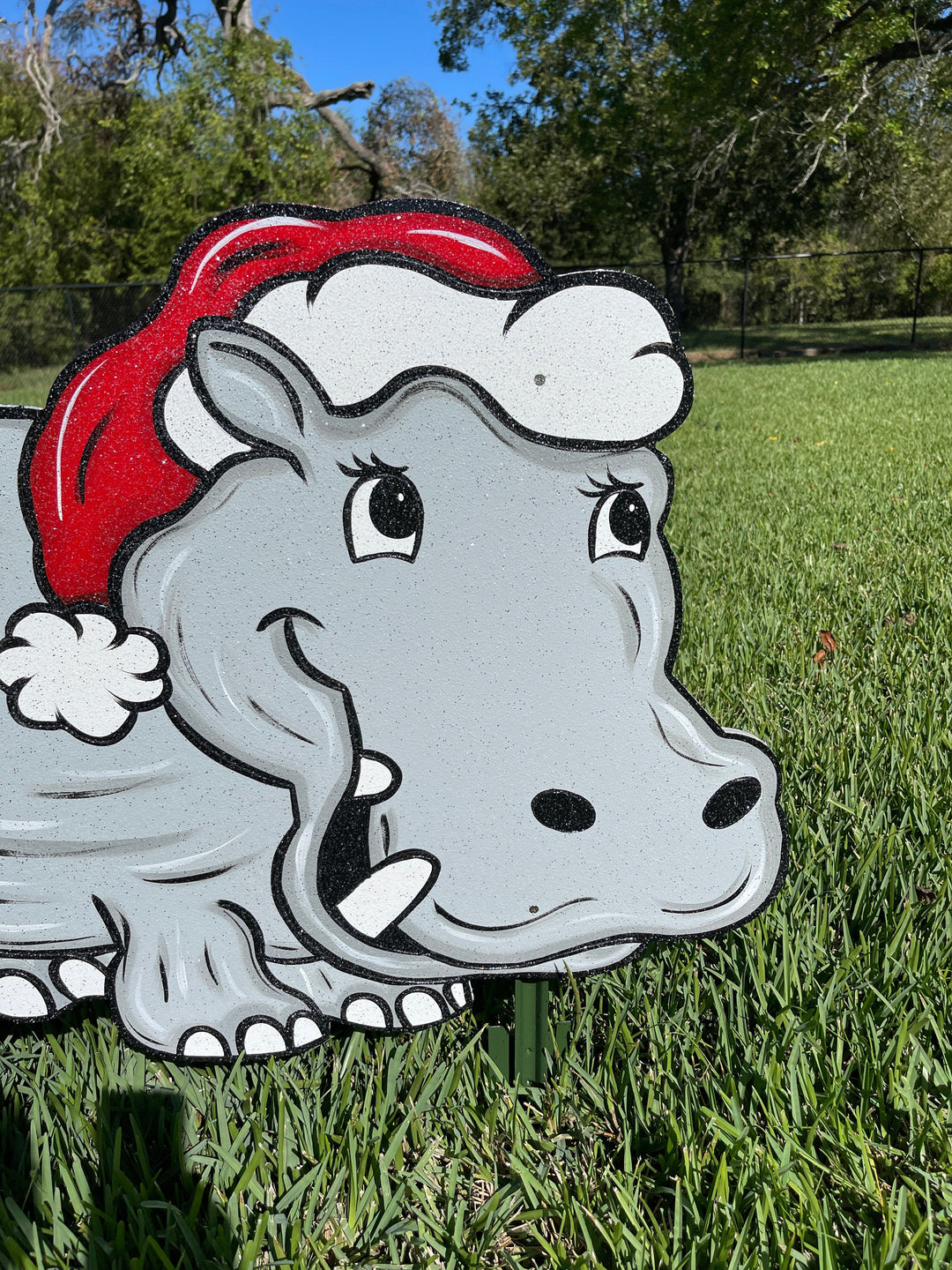 Christmas Hippos Yard Art Decoration