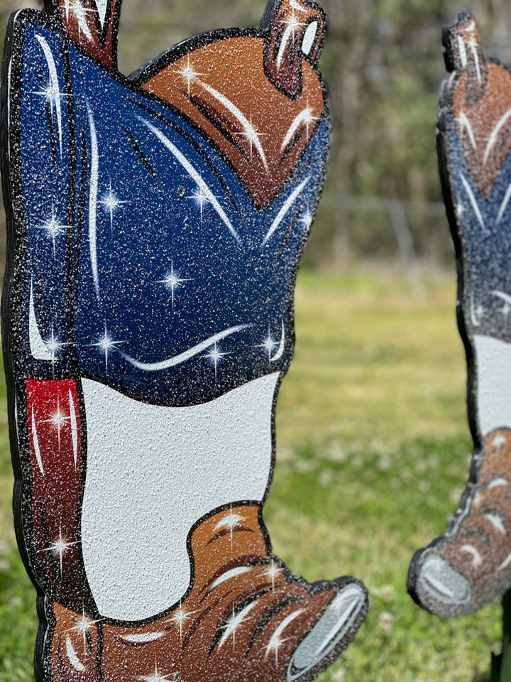 Cowboy Boots Christmas Yard Art