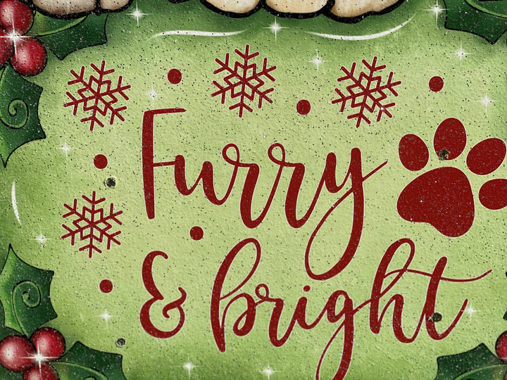 Christmas Pup on a Furry and Bright Sign Yard Decoration