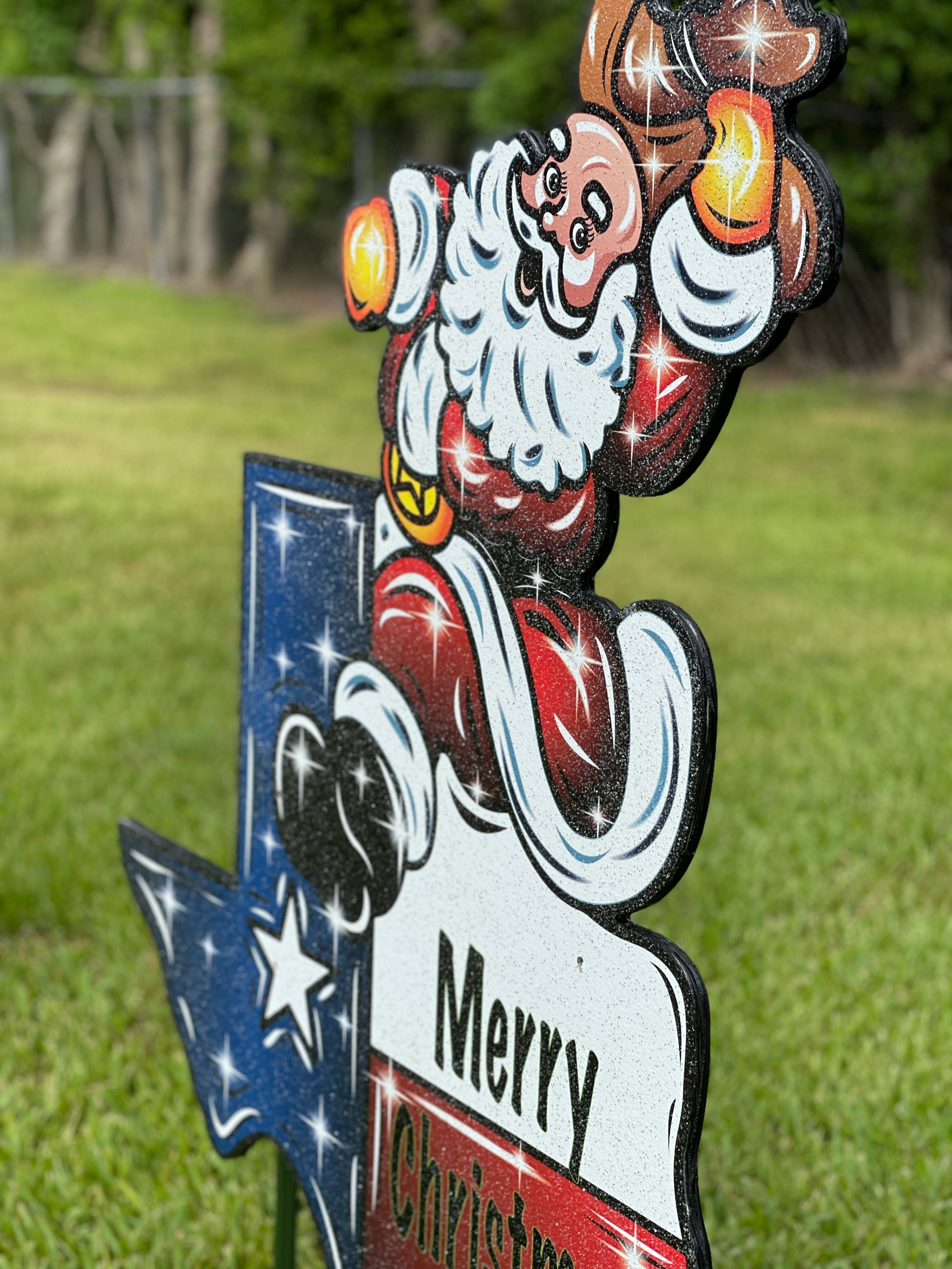 Santa on the State of Texas Outdoor Holiday Decor – Yard Art Decor