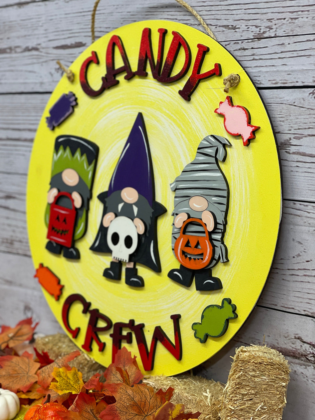 Round Halloween Candy Crew Indoor Sign Decoration