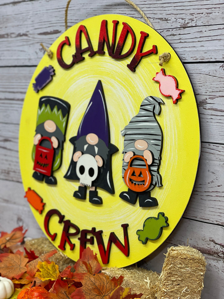Round Halloween Candy Crew Indoor Sign Decoration