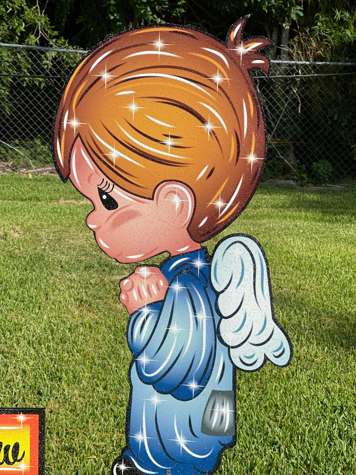 Praying Kids over Baby Jesus Christmas Yard Decor