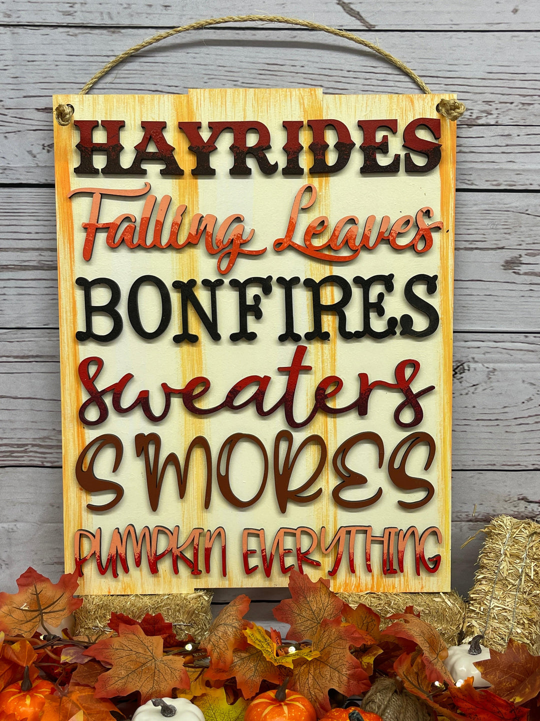 Fall Hayrides Hanging Sign Indoor Decoration