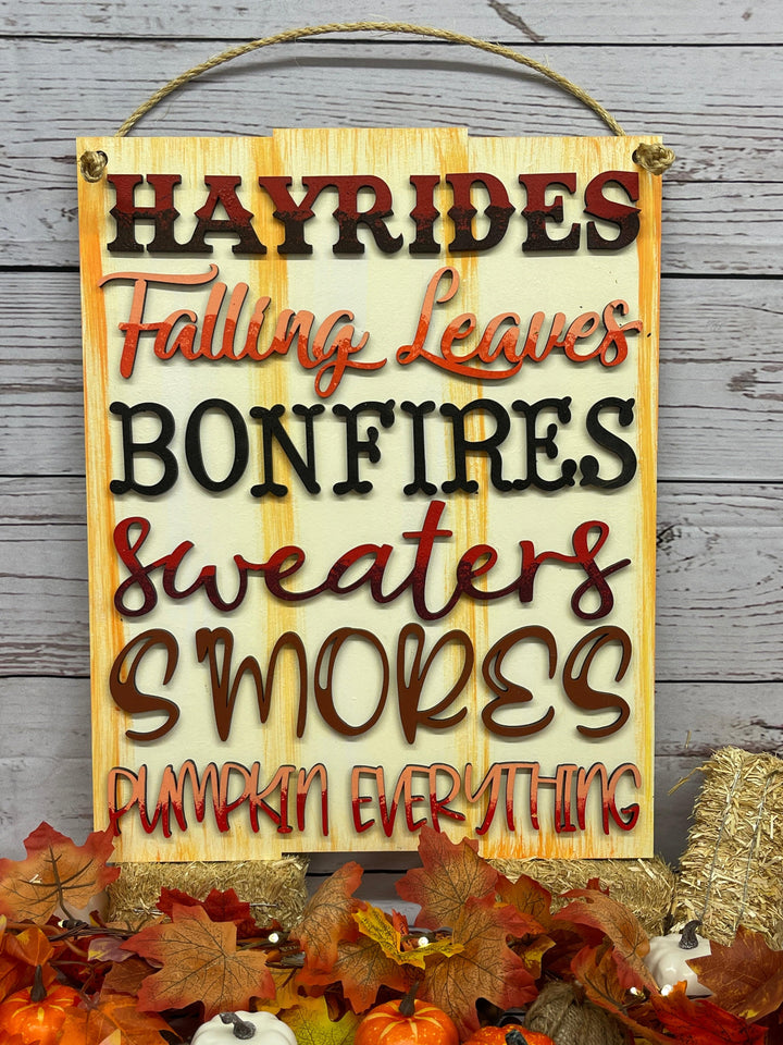 Fall Hayrides Hanging Sign Indoor Decoration