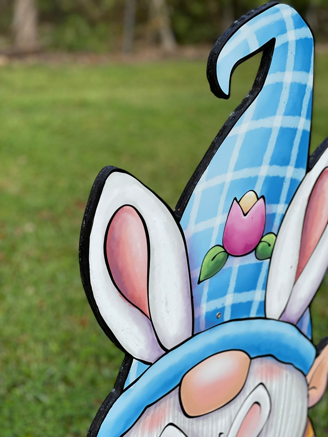 Gnome and Bunny Easter Yard Art Sign