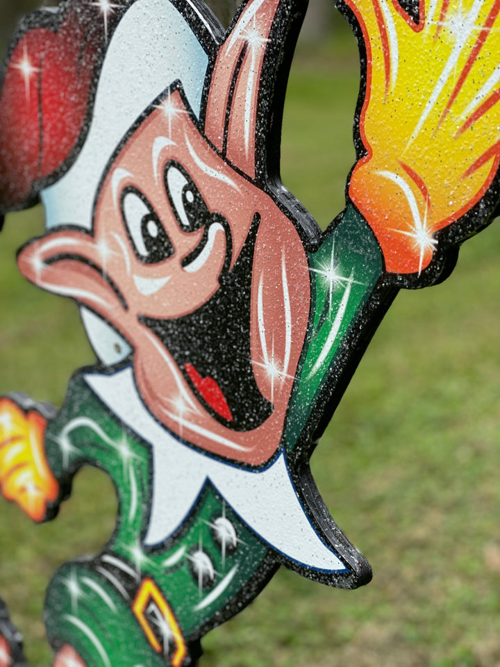 Christmas Elf Playing Football Yard Art