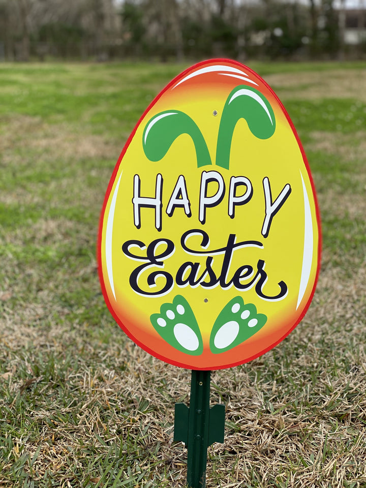 Happy Easter Egg with Feet and Ears yard Sign