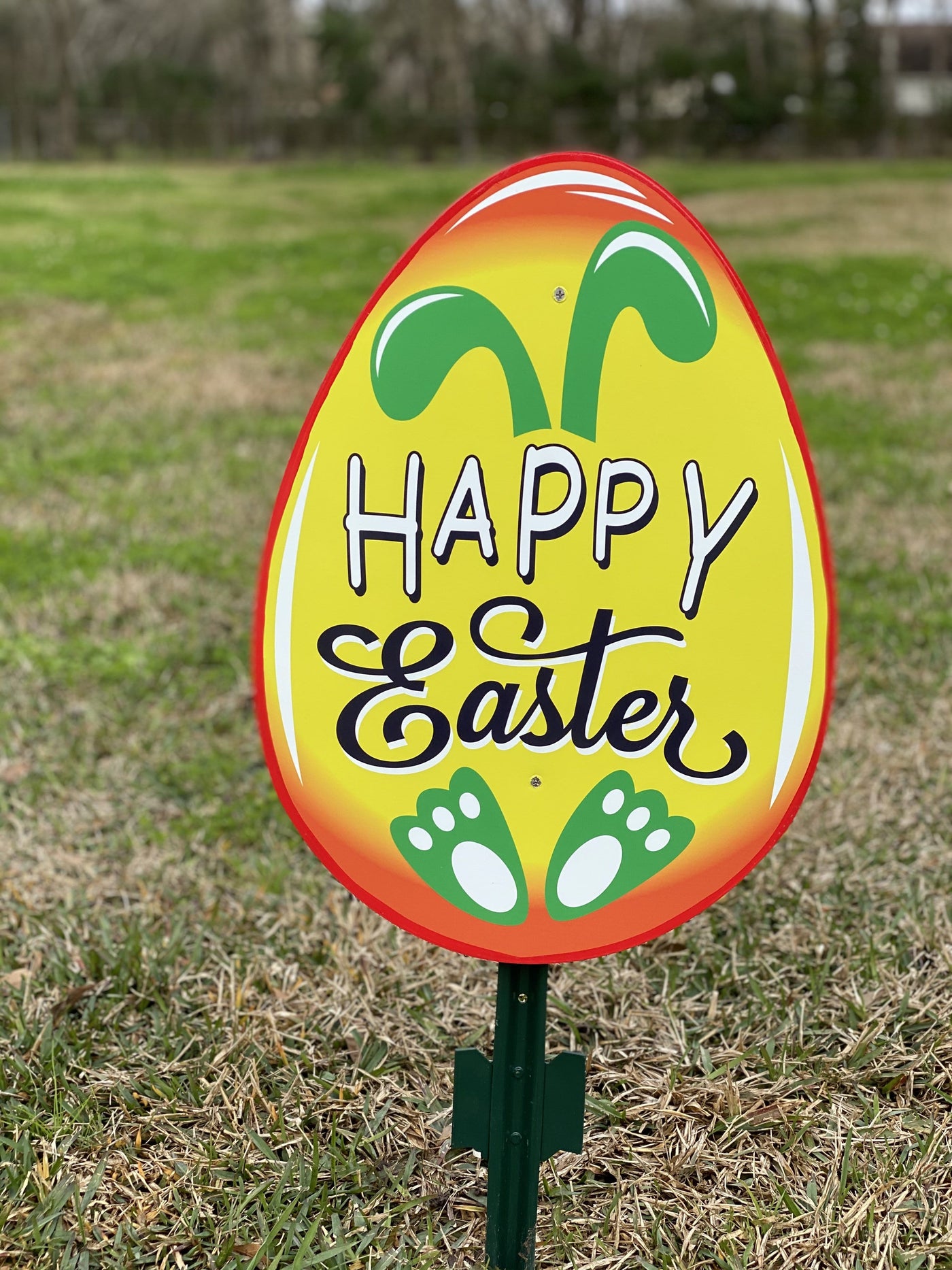 Yellow Happy Easter Egg with Feet and Ears