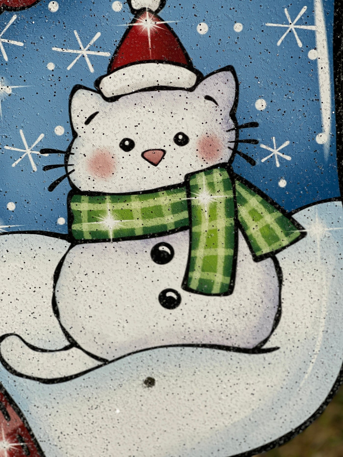 Cute Christmas Kitty Cat in Stocking Yard Art Decoration