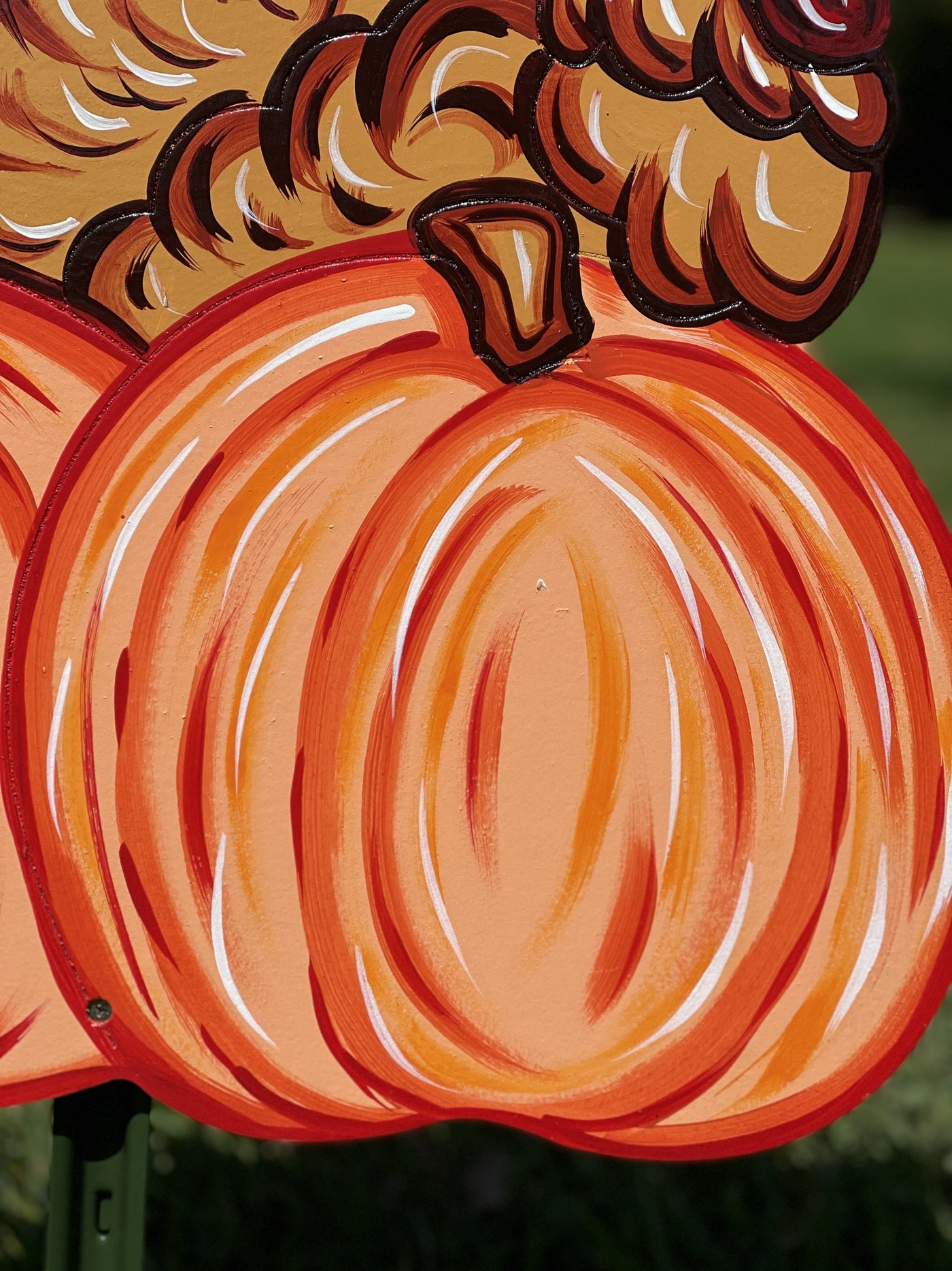 turkey on pumpkins painted yard art 