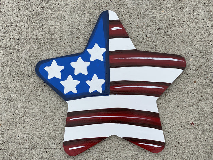 Star with American Flag Etched Blank ready to be painted by you