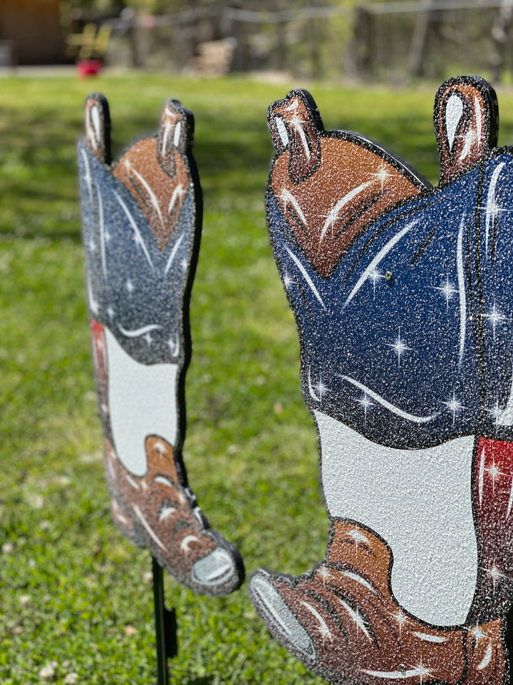 Cowboy Boots Christmas Yard Art