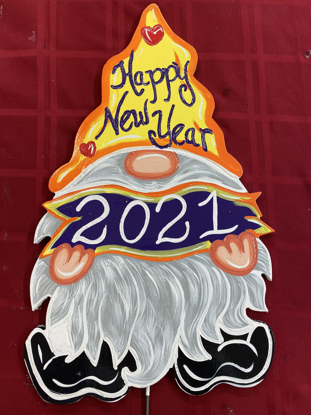 New Year's Gnome with 2021 Banner Sign