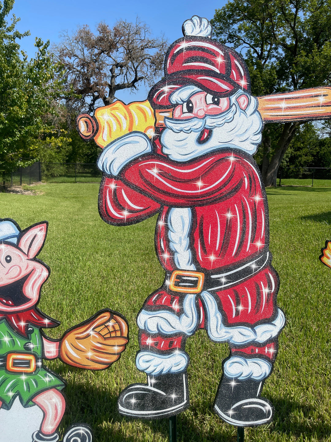 Christmas Baseball Santa Yard Decoration