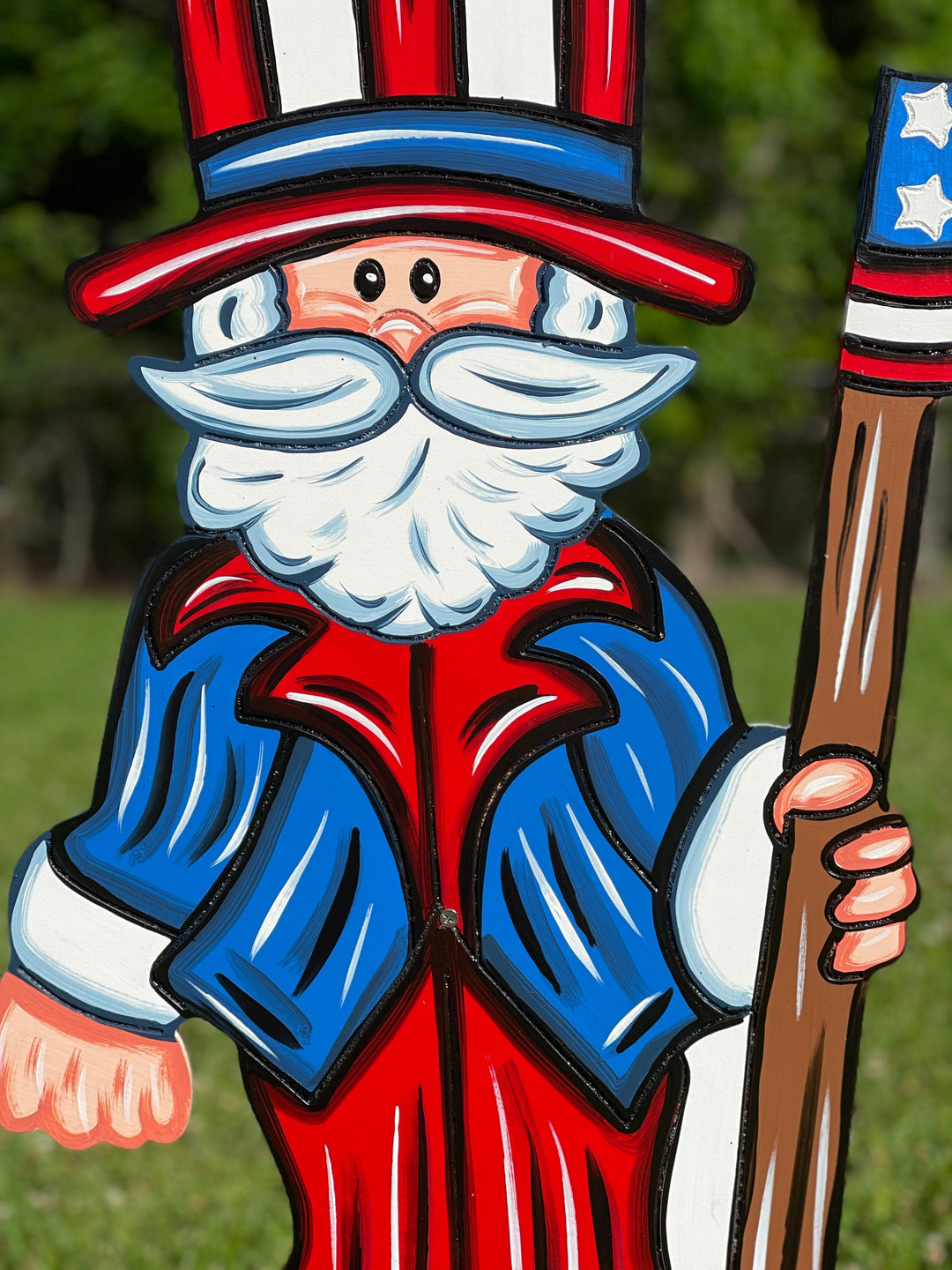 Patriotic Uncle Sam with Waving Flag Yard Art Blank 