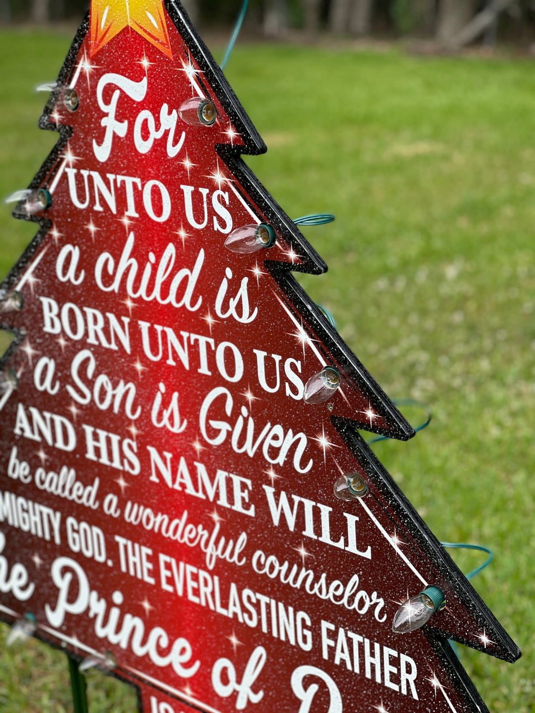 Lighted Prince Of Peace Christmas Tree Yard Decoration