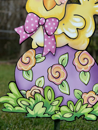 Easter Chick on Egg Yard Sign Decoration