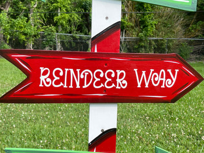 Christmas Santa Pole with Three Signs Yard Art Decoration