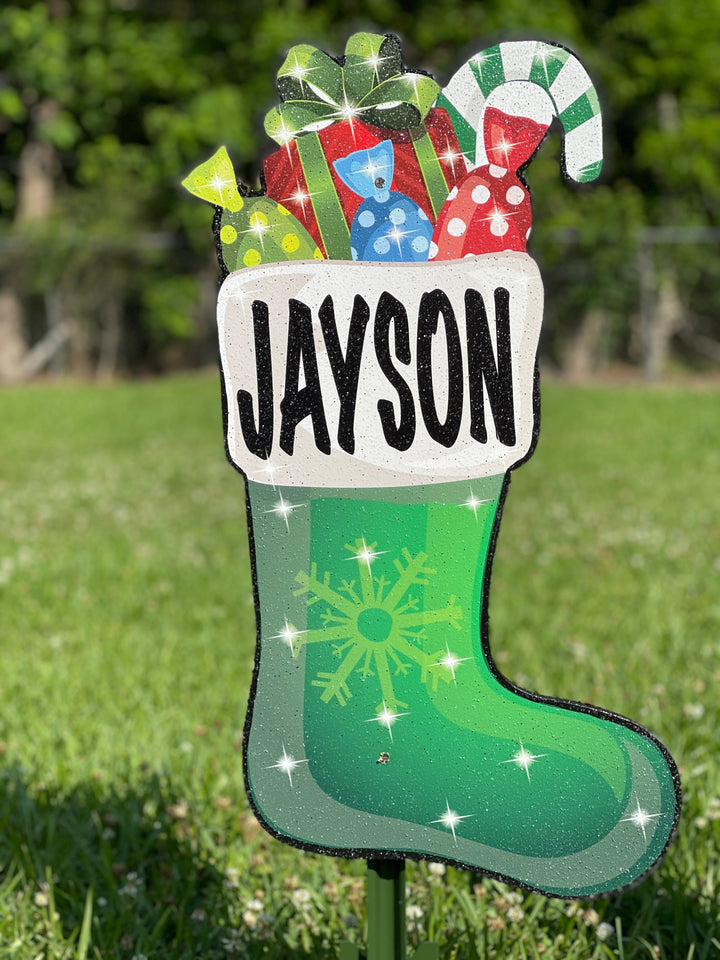 personalized Christmas Stocking yard art decoration