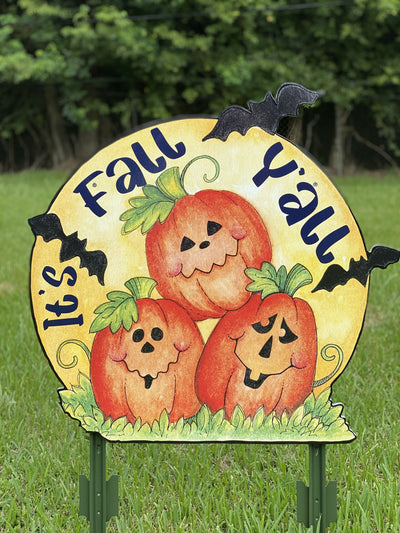 Pumpkin and Bat Halloween Yard Art