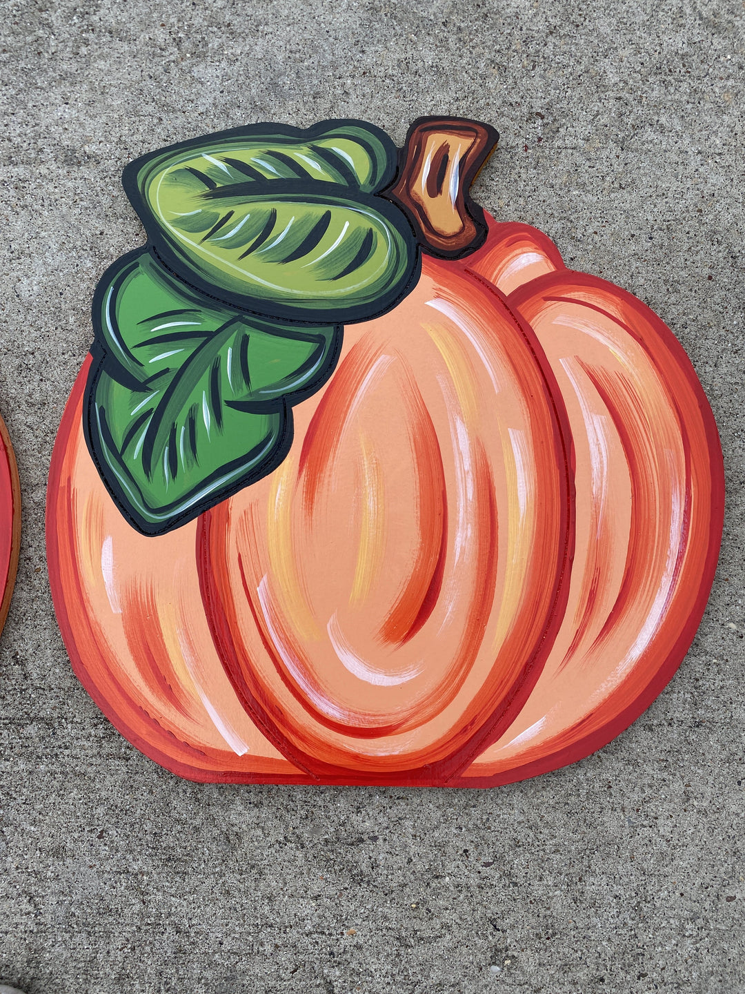 Pumpkin with Leaves on the Left blank Yard Art