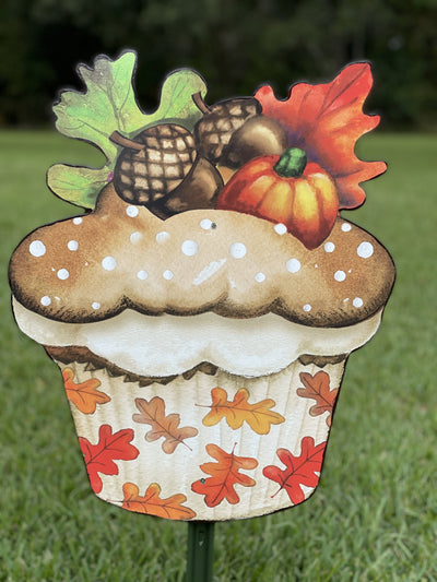 Fall CupCake with Fall Yard Art