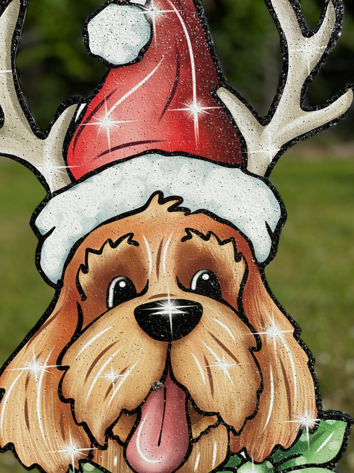 Christmas Dog with Present of Bones Yard Decoration