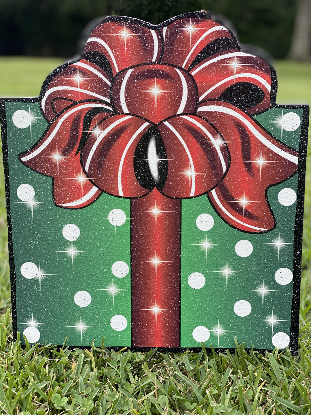 Christmas present yard art