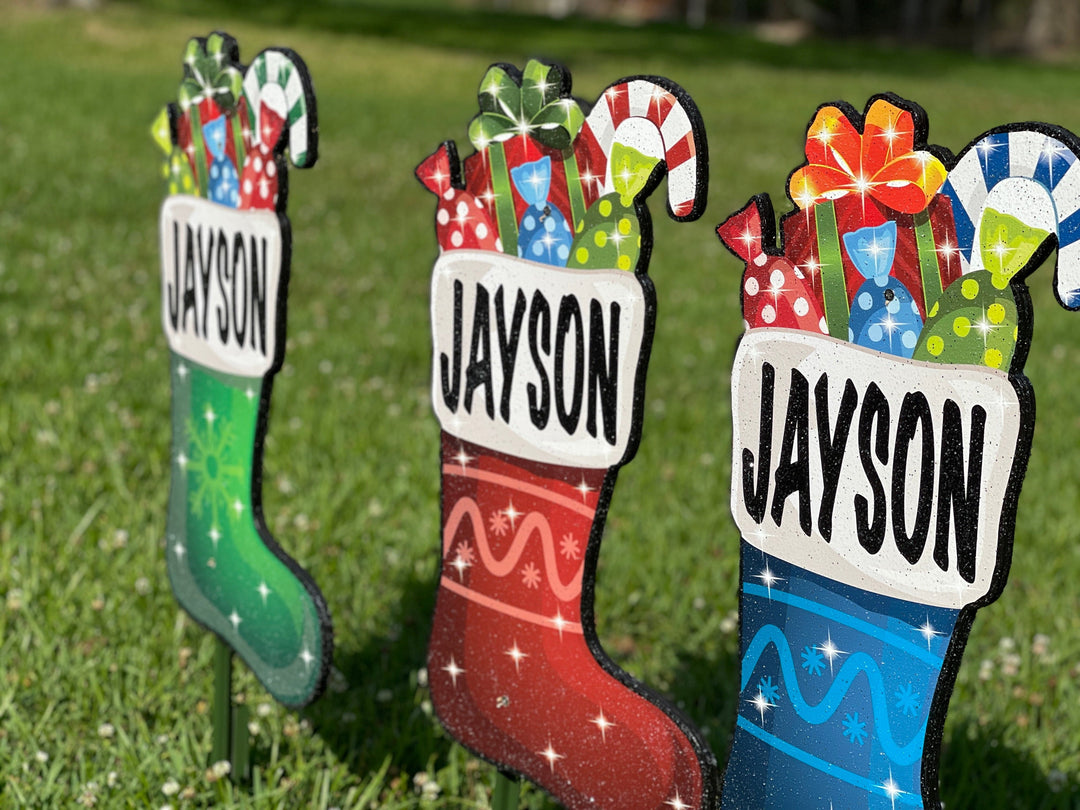 personalized Christmas Stocking yard art decoration