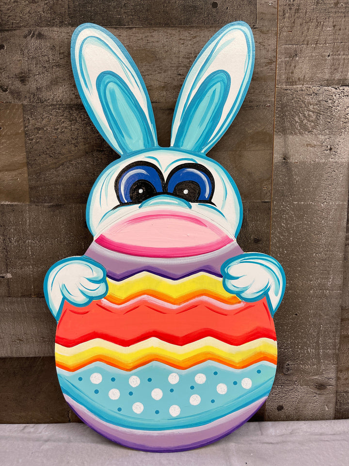 Easter Bunny Peeks Over Egg Sign BLANK DIY Painted by You!