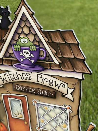 Witches' Brew Coffee Shop Halloween yard art